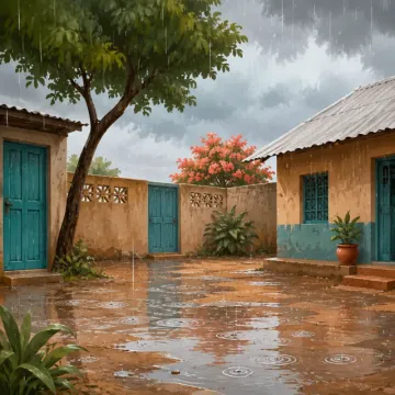 Roob Leh (Rainy): illustration from the Luuqad Weather lesson