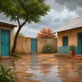 Roob Leh (Rainy) illustration from the Luuqad app