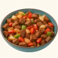 Suqaar (Meat stew) illustration from the Luuqad app