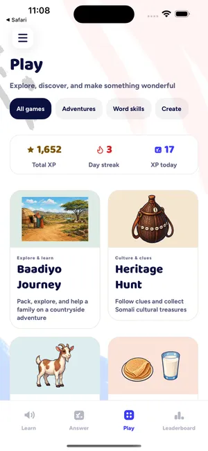Play tab with story games